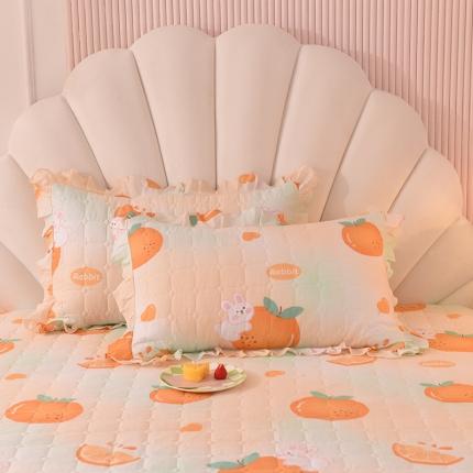 91家纺网 家纺一手货源 找家纺 甜之梦 2025新款全棉印花夹棉抗菌枕套 甜橙小兔