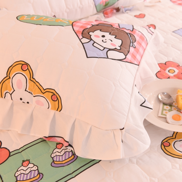 91家纺网 家纺一手货源 找家纺 甜之梦 2025新款全棉印花夹棉抗菌枕套 幸运女孩