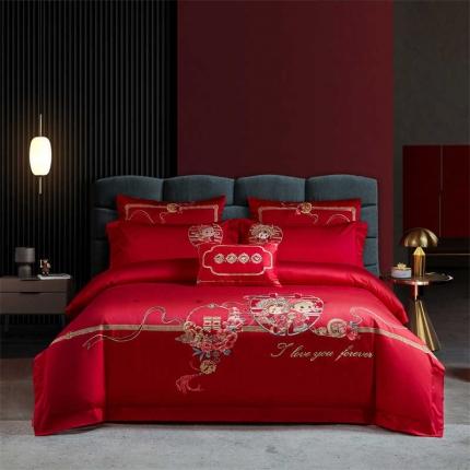 91家纺网 家纺一手货源 找家纺 高大尚2022新款双股长绒棉提花四件套多件套才子佳人