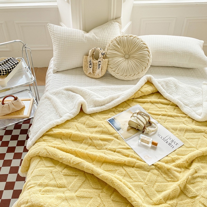 91家纺网 家纺一手货源 找家纺 总呗旺鹿2022A类双面塔芙绒羊羔绒毛毯办公室午睡盖毯子直播