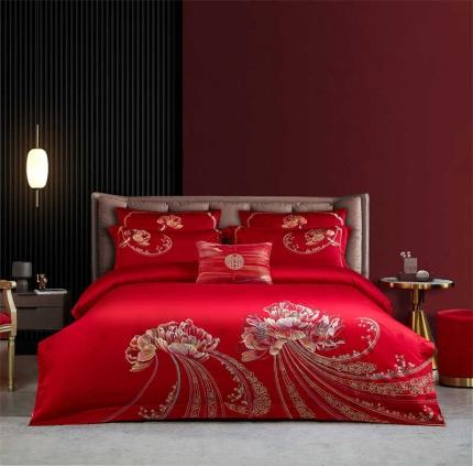 91家纺网 家纺一手货源 找家纺 高大尚2022新款双股长绒棉提花四件套多件套锦上添花