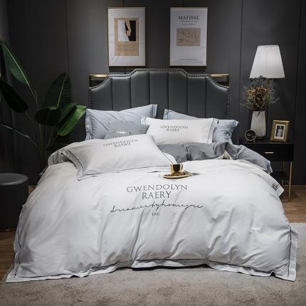 91家纺网 家纺一手货源 找家纺 （总）印季 2023新款全棉字母绣花四件套