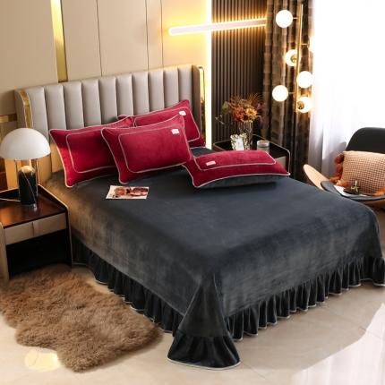 91家纺网 家纺一手货源 找家纺 （总）2023新款230克纯色牛奶绒单床单床裙款（可定制尺寸）