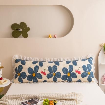 91家纺网 家纺一手货源 找家纺 新款磨毛夹棉花边双人长枕套 梦露花园