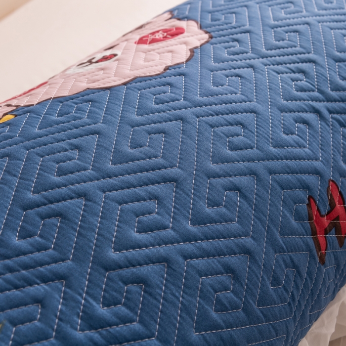 91家纺网 家纺一手货源 找家纺 新款磨毛夹棉花边双人长枕套 笨蛋熊