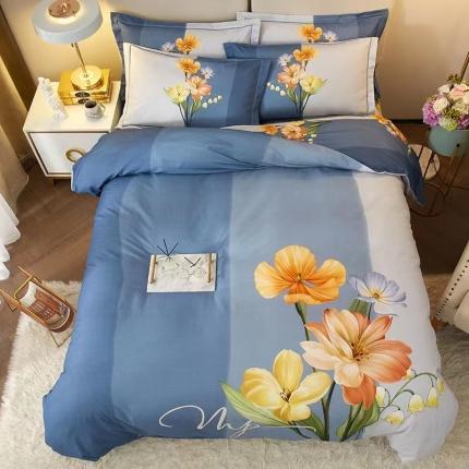 91家纺网 家纺一手货源 找家纺 金纱玉纺2022新款全棉生态大版磨毛四件套 秋暮庭-兰