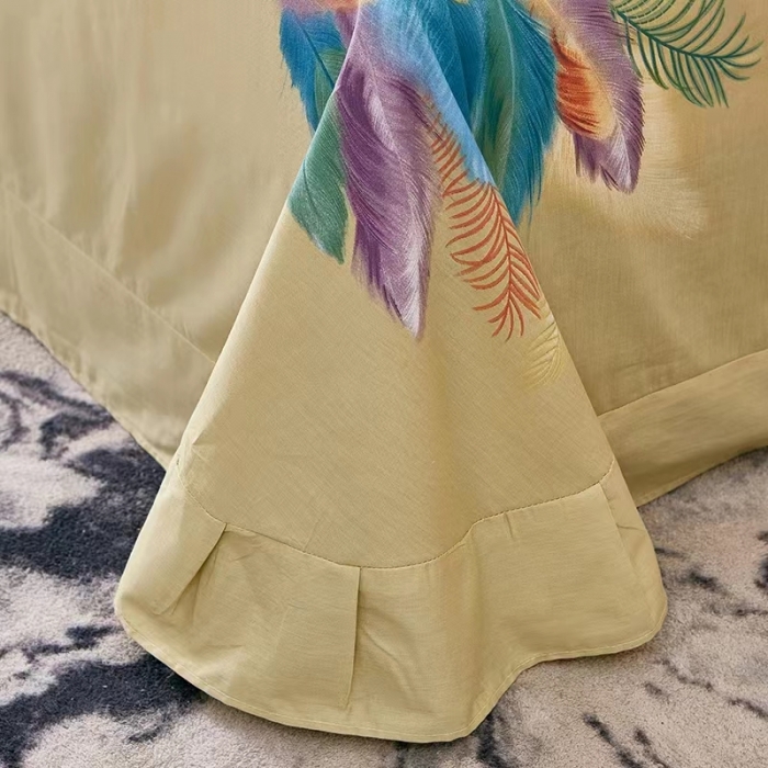 91家纺网 家纺一手货源 找家纺 金纱玉纺2022新款全棉生态大版磨毛四件套 羽翼纷飞-桔