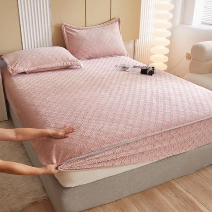 91家纺网 家纺一手货源 找家纺 (总) 舒居 2022新款高克重牛奶绒立体剪花工艺单品床笠