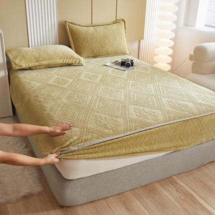 91家纺网 家纺一手货源 找家纺 (总) 舒居 2022新款高克重牛奶绒立体剪花工艺单品床笠