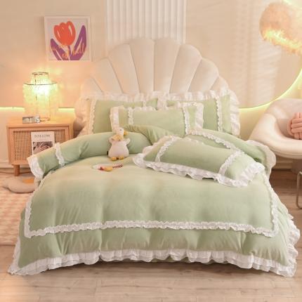 91家纺网 家纺一手货源 找家纺 （总）逸尚阁-2022新款双层花边牛奶绒四件套