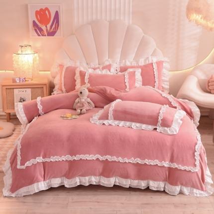 91家纺网 家纺一手货源 找家纺 （总）逸尚阁-2022新款双层花边牛奶绒四件套