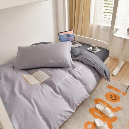 91家纺网 家纺一手货源 找家纺 啊雅家居纯色水洗磨毛亲肤绣花床单床笠学生三套件奶浅灰加奶深灰