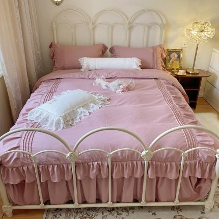 91家纺网 家纺一手货源 找家纺 海岛哥哥 2022新款四季棉四件套-安娜系列 安娜-豆沙