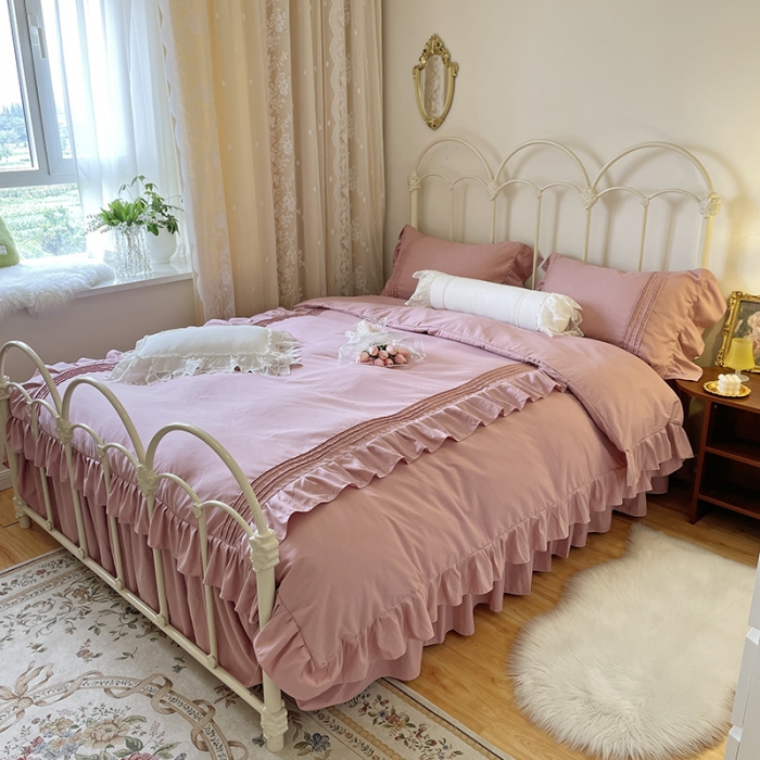 91家纺网 家纺一手货源 找家纺 海岛哥哥 2022新款四季棉四件套-安娜系列 安娜-豆沙