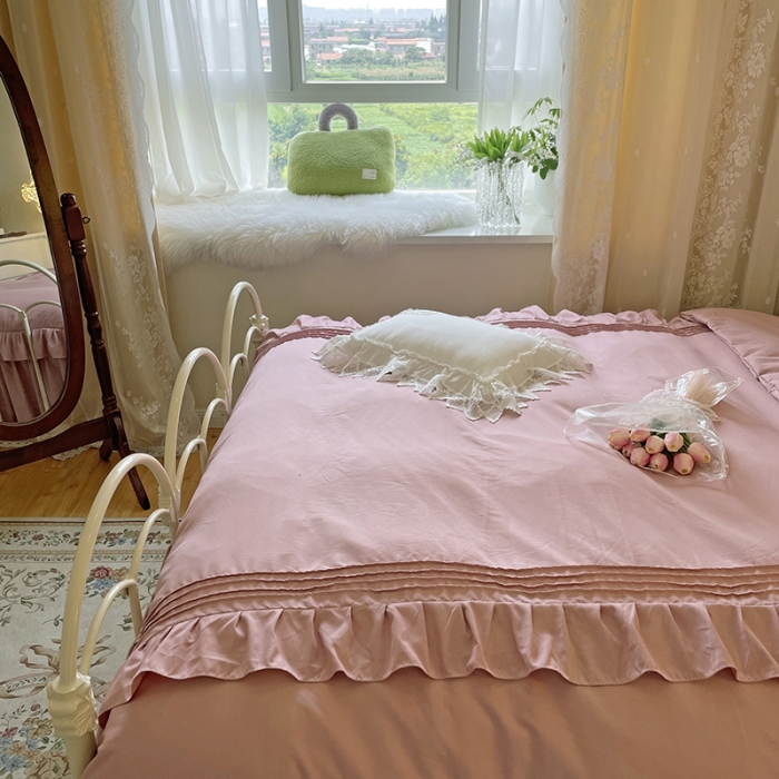 91家纺网 家纺一手货源 找家纺 海岛哥哥 2022新款四季棉四件套-安娜系列 安娜-豆沙