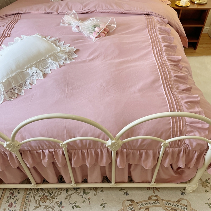 91家纺网 家纺一手货源 找家纺 海岛哥哥 2022新款四季棉四件套-安娜系列 安娜-豆沙