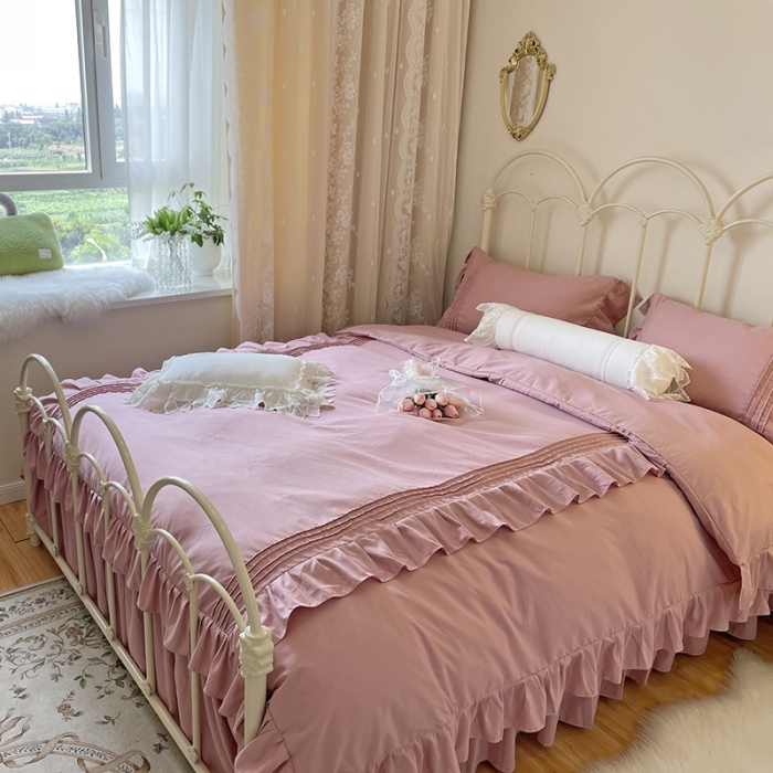 91家纺网 家纺一手货源 找家纺 海岛哥哥 2022新款四季棉四件套-安娜系列 安娜-豆沙