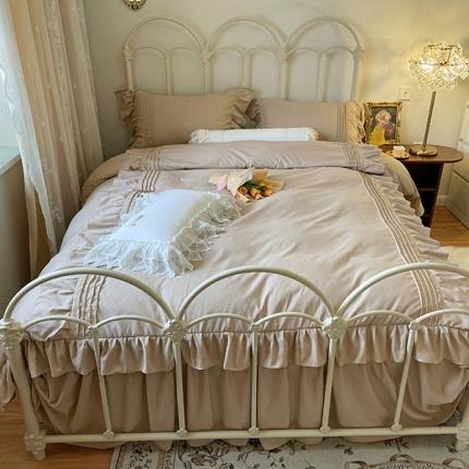 91家纺网 家纺一手货源 找家纺 海岛哥哥 2022新款四季棉四件套-安娜系列 安娜-卡其