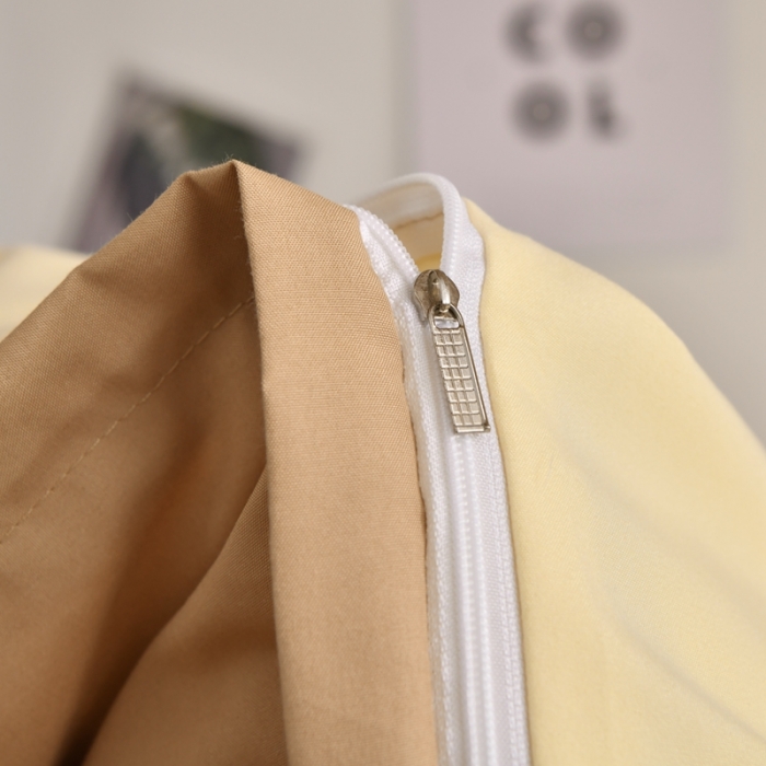 91家纺网 家纺一手货源 找家纺 啊雅家居纯色水洗磨毛亲肤绣花床单款床笠款学生三套件奶黄加奶咖