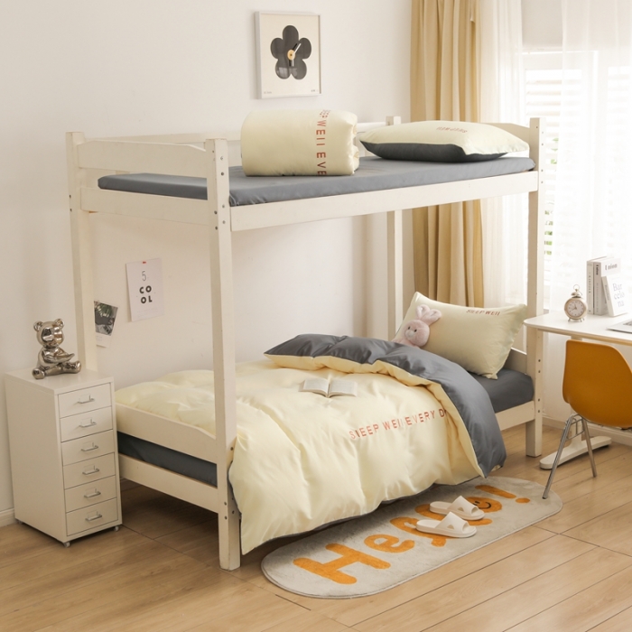 91家纺网 家纺一手货源 找家纺 啊雅家居纯色水洗磨毛亲肤绣花床单床笠款学生三套件奶黄加奶深灰