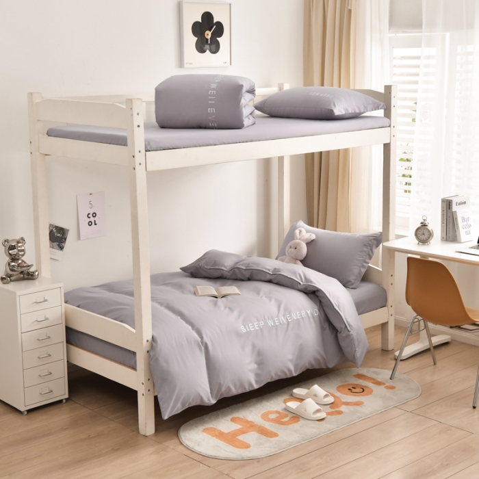 91家纺网 家纺一手货源 找家纺 啊雅家居纯色水洗磨毛亲肤绣花床单款床笠款学生三套件 奶浅灰