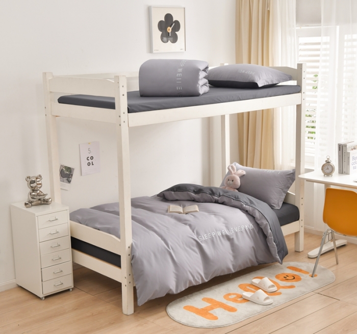 91家纺网 家纺一手货源 找家纺 啊雅家居纯色水洗磨毛亲肤绣花床单床笠学生三套件奶浅灰加奶深灰