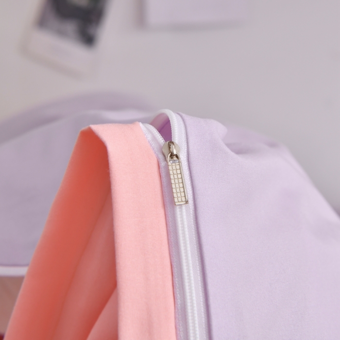 91家纺网 家纺一手货源 找家纺 啊雅家居纯色水洗磨毛亲肤绣花床单床笠款学生三套件奶紫加奶粉