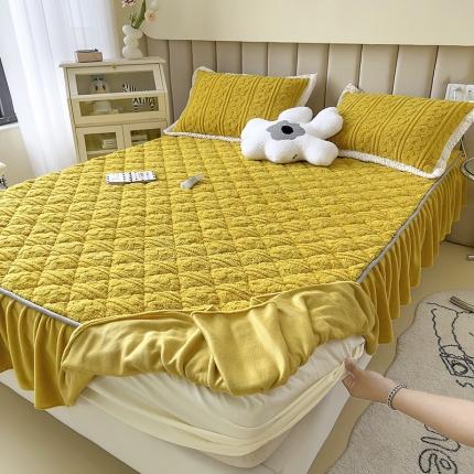 91家纺网 家纺一手货源 找家纺 （总）摩妮卡2025新款加厚塔肤绒提花夹棉床裙床笠