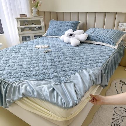 91家纺网 家纺一手货源 找家纺 （总）摩妮卡2025新款加厚塔肤绒提花夹棉床裙床笠