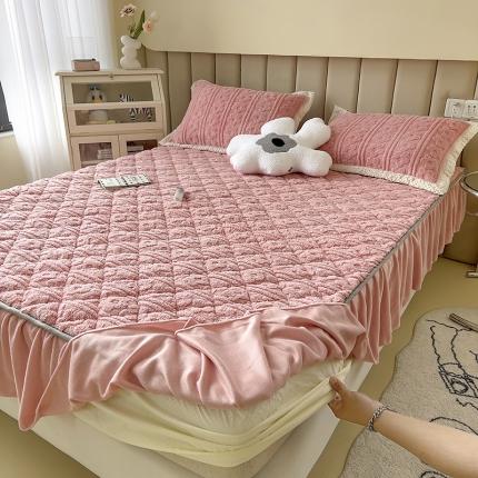 91家纺网 家纺一手货源 找家纺 （总）摩妮卡2025新款加厚塔肤绒提花夹棉床裙床笠