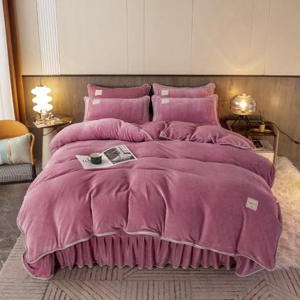 91家纺网 家纺一手货源 找家纺 能好家纺 2022直播爆款牛奶绒金貂绒四件套 豆沙