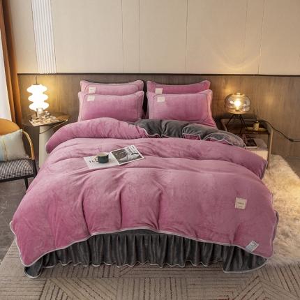 91家纺网 家纺一手货源 找家纺 能好家纺 2022直播爆款牛奶绒金貂绒四件套 豆沙+灰