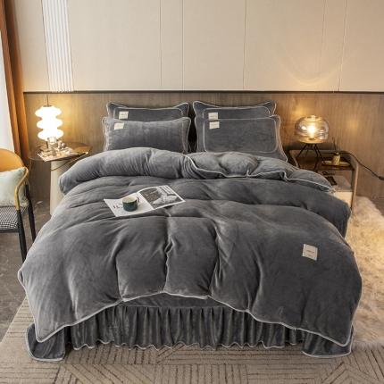 91家纺网 家纺一手货源 找家纺 能好家纺 2022直播爆款牛奶绒金貂绒四件套 灰色