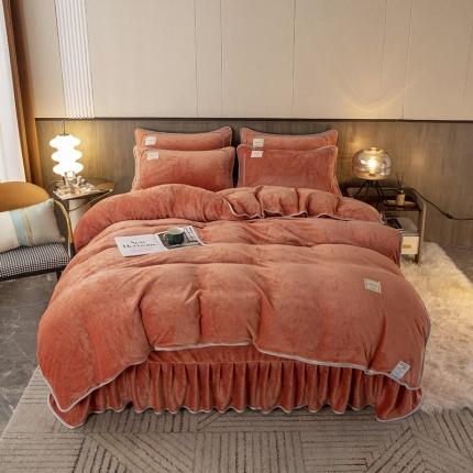 91家纺网 家纺一手货源 找家纺 能好家纺 2022直播爆款牛奶绒金貂绒四件套 橘色
