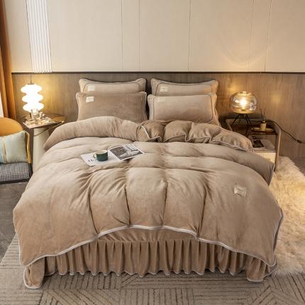 91家纺网 家纺一手货源 找家纺 能好家纺 2022直播爆款牛奶绒金貂绒四件套 驼色