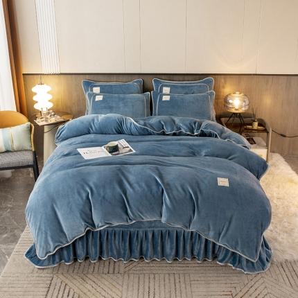 91家纺网 家纺一手货源 找家纺 能好家纺 2022直播爆款牛奶绒金貂绒四件套 月光兰