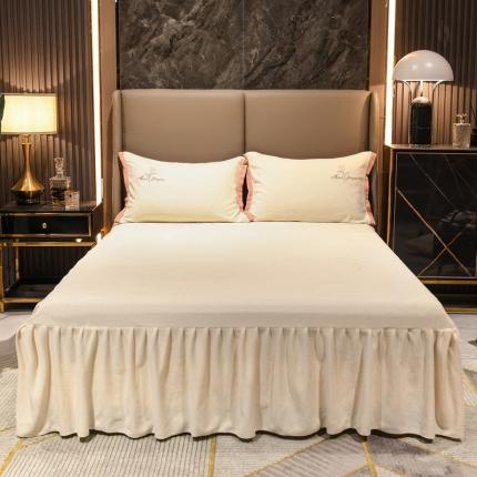 91家纺网 家纺一手货源 找家纺 （总）爱妮玖玖 2025新款牛奶绒纯色单层床裙