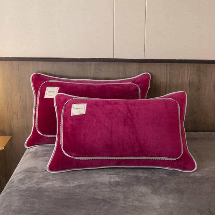 91家纺网 家纺一手货源 找家纺 能好家纺 2022直播爆款牛奶绒金貂绒四件套 酒红+灰