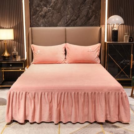 91家纺网 家纺一手货源 找家纺 （总）爱妮玖玖 2025新款牛奶绒纯色单层床裙