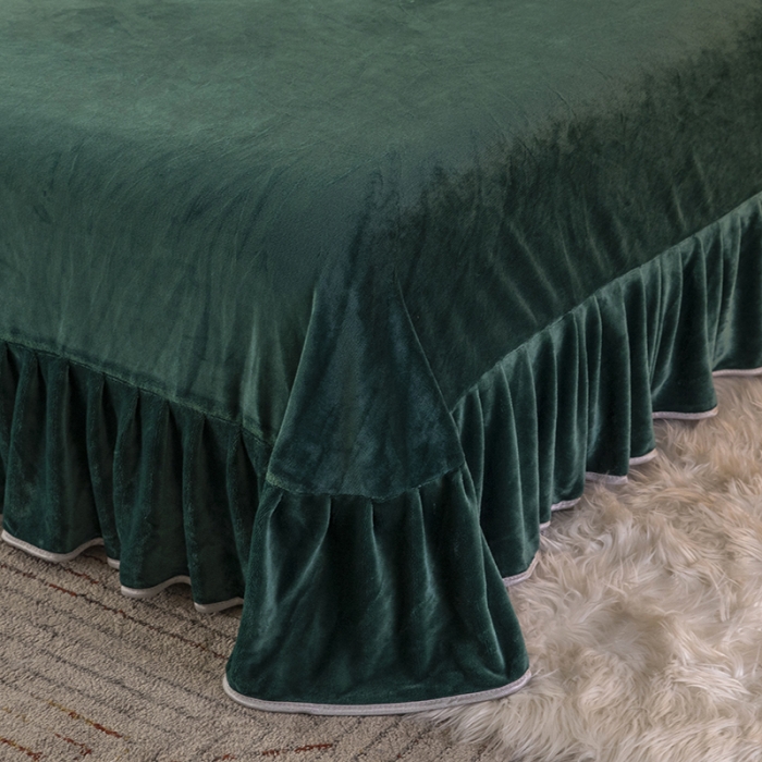 91家纺网 家纺一手货源 找家纺 能好家纺 2022直播爆款牛奶绒金貂绒四件套 墨绿