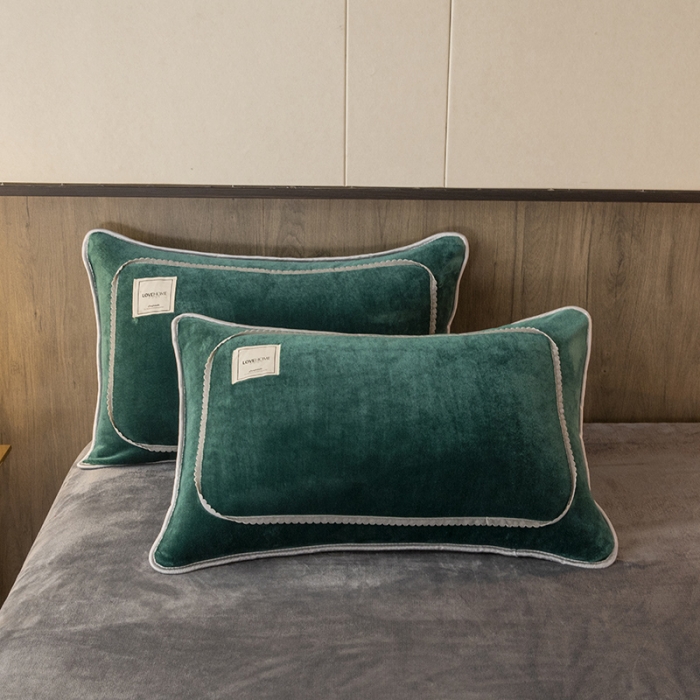 91家纺网 家纺一手货源 找家纺 能好家纺 2022直播爆款牛奶绒金貂绒四件套 墨绿+灰