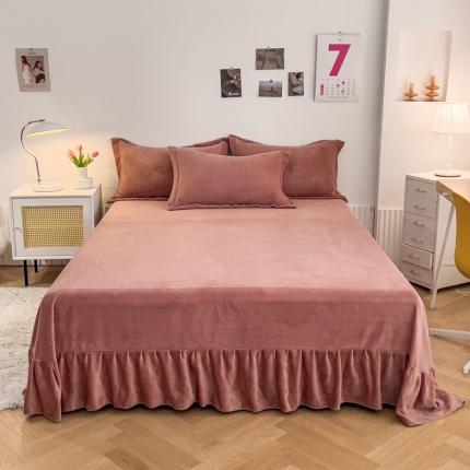 91家纺网 家纺一手货源 找家纺 （总）爱妮玖玖 2025新款牛奶绒纯色花边床单