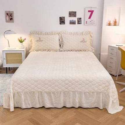 91家纺网 家纺一手货源 找家纺 （总）爱妮玖玖 2025新款牛奶绒纯色夹棉床盖