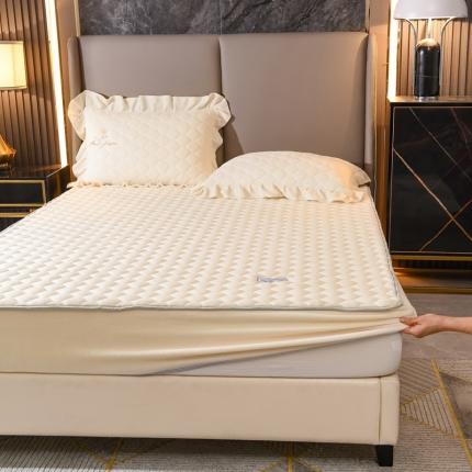 91家纺网 家纺一手货源 找家纺 （总）爱妮玖玖 2025新款牛奶绒纯色夹棉床笠