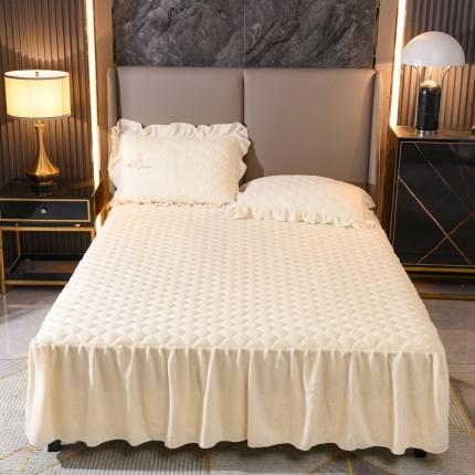 91家纺网 家纺一手货源 找家纺 （总）爱妮玖玖 2022新款牛奶绒纯色夹棉床裙