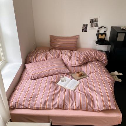91家纺网 家纺一手货源 找家纺 昔可 2022新款全棉四件套新款影棚图 棕粉条