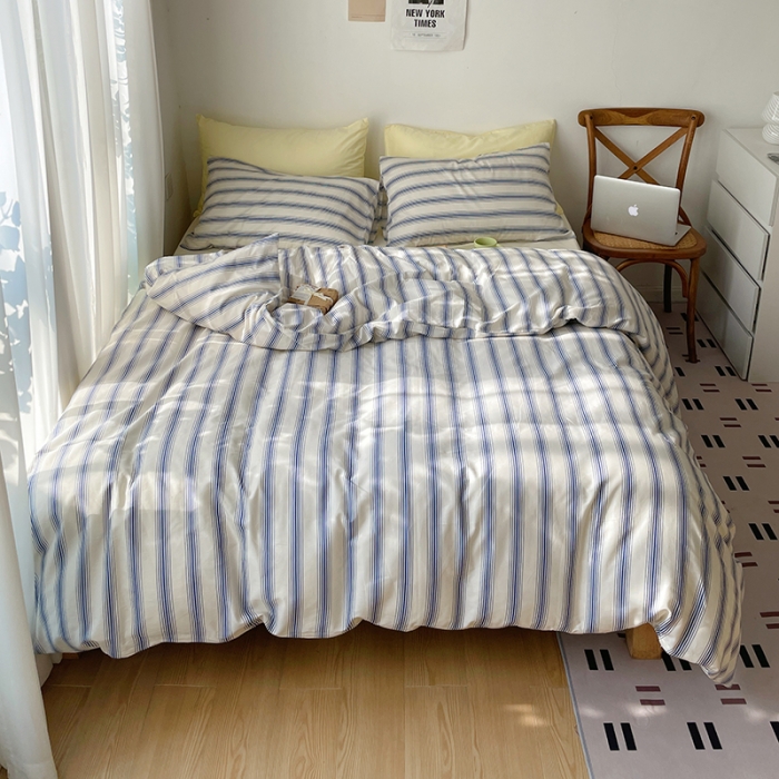 91家纺网 家纺一手货源 找家纺 （总）时年2022新款全棉40支13372ins条纹款四件套