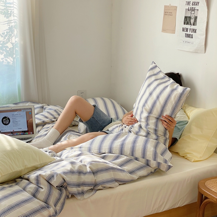 91家纺网 家纺一手货源 找家纺 （总）时年2022新款全棉40支13372ins条纹款四件套