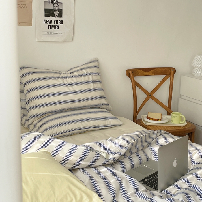 91家纺网 家纺一手货源 找家纺 （总）时年2022新款全棉40支13372ins条纹款四件套