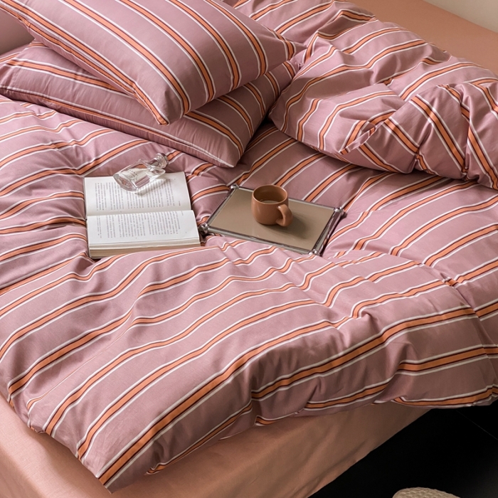 91家纺网 家纺一手货源 找家纺 昔可 2022新款全棉四件套新款影棚图 棕粉条